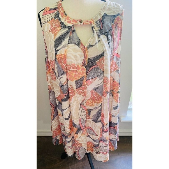 Umgee Floral Sleeveles Tunic Dress Size M Keyhole Neck Style #R7298 Size XL - Picture 1 of 8